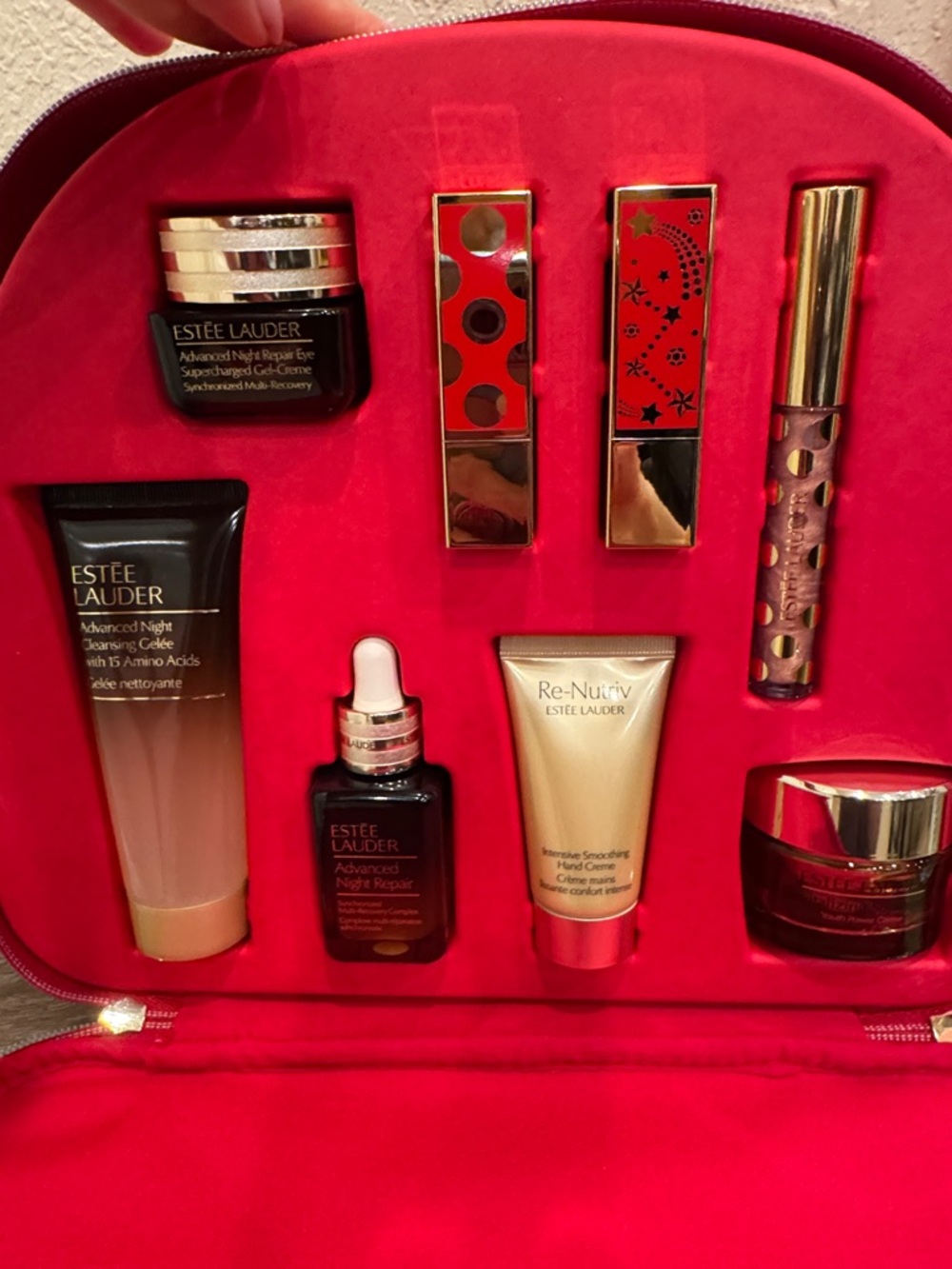 Estee Lauder Skincare & Lip Set in Bright Red